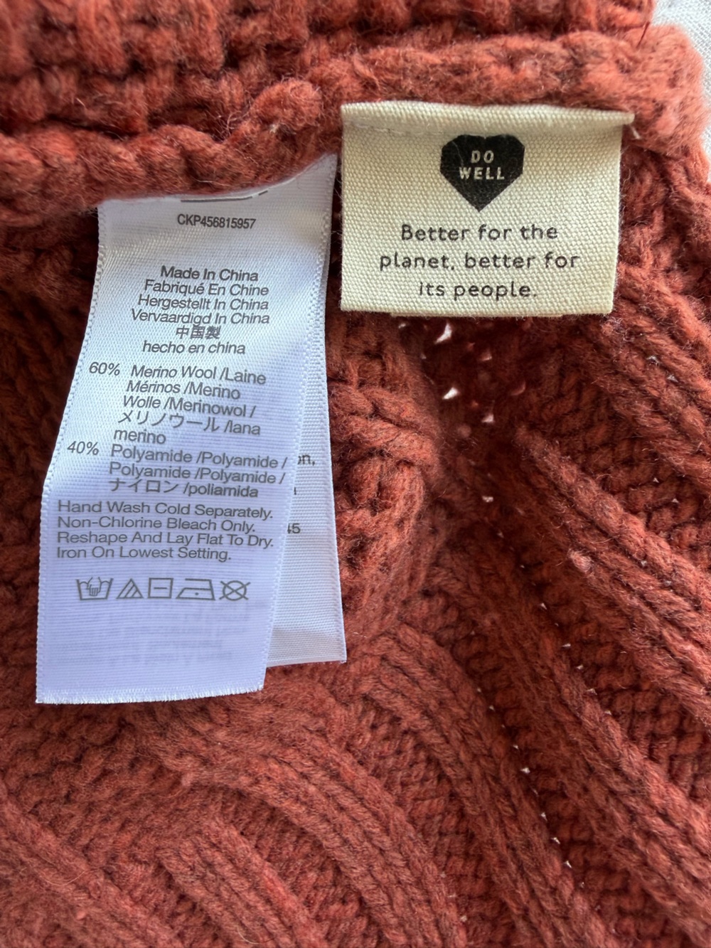Madewell Ridgecrest Cable-Knit Crewneck Sweater in Rust Size Large - Picture 15 of 16